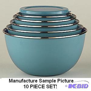 10 Piece Bowl Set with Lids - Aqua ...