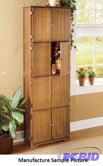 Oak Finish Eight Door Wall Cabinet ...
