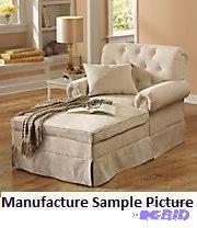Ivory Tufted Microsuede Chaise Lou...