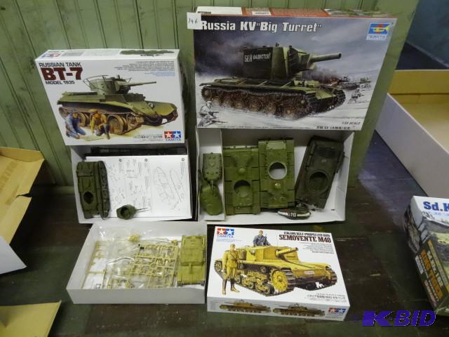 lot 146 image: 3 model tanks. Almost assembled...