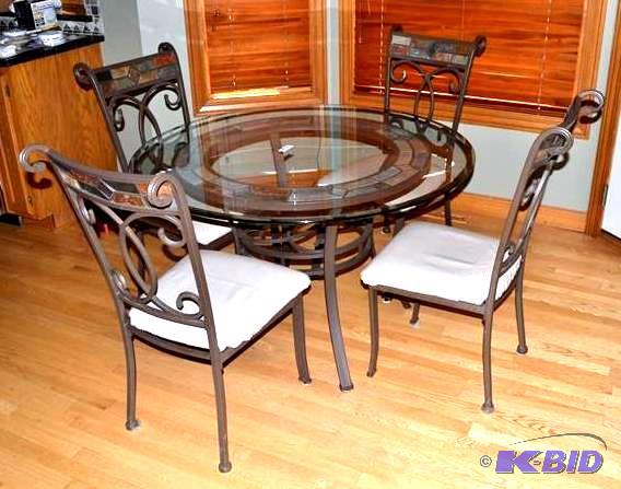lot 1 image: Beautiful Metal glass top table 48&...