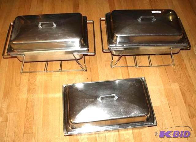 lot 171 image: Three stainless steel chaffing dish...