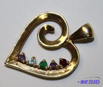lot 18 image: Gold 14K Heart shaped Pendent with ...