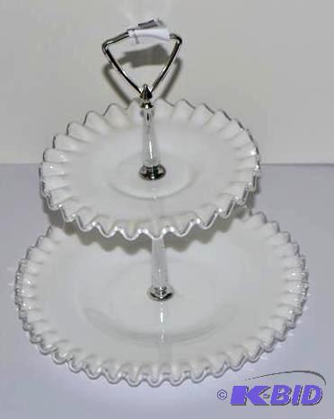 lot 26 image: Fenton White Milk Glass&nbspSilver...