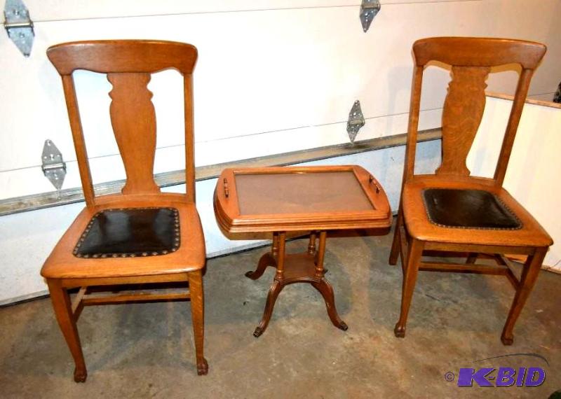 lot 48 image: 2 Antique Webber Mfg Chairs made in...