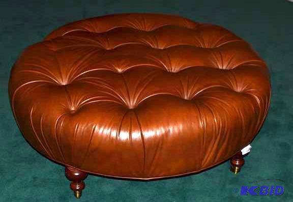 lot 50 image: Brown leather-like footstoolottoma...