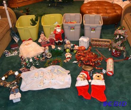 lot 66 image: 5 Bins  Misc. Christmas items in b...