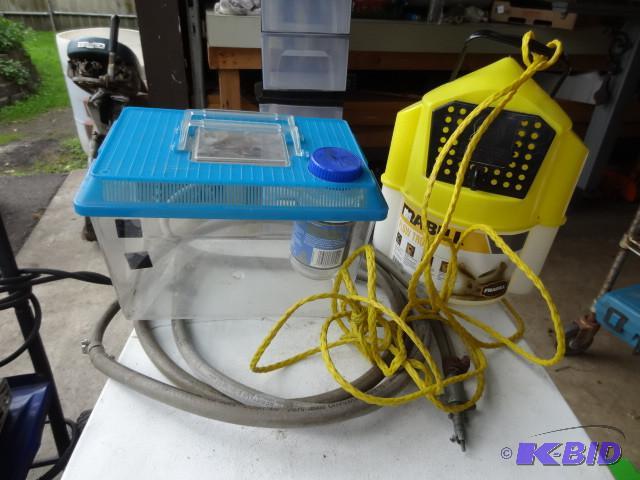 lot 109 image: Boat gas hose. Bug house. Frabill m...