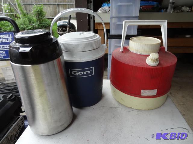 lot 112 image: Water jugs. Air pupm coffee pot...