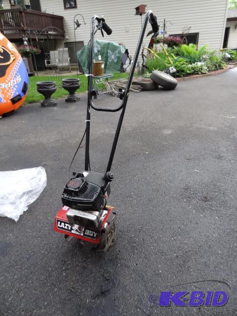 lot 20 image: Lazy boy 2 cycle tiller. Works grea...