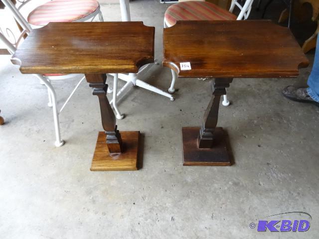 lot 254 image: 2 wood plant stands. 10 12 x 24...