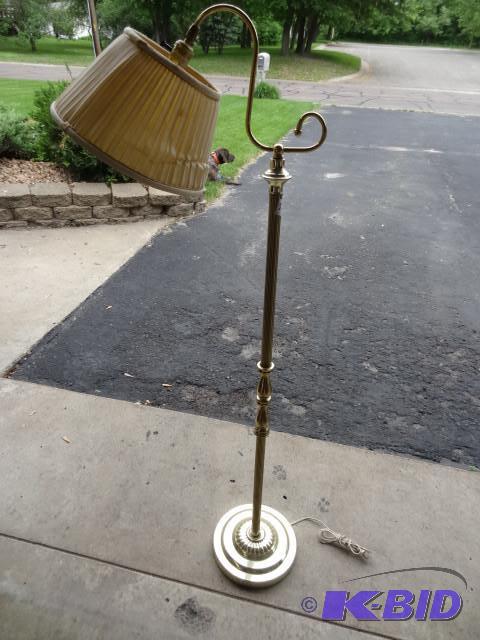 lot 255 image: Brass and metal floor lamp...