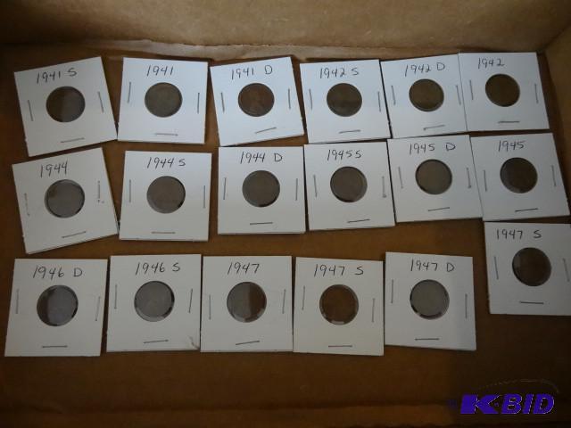 lot 260 image: 18 collector pennies...