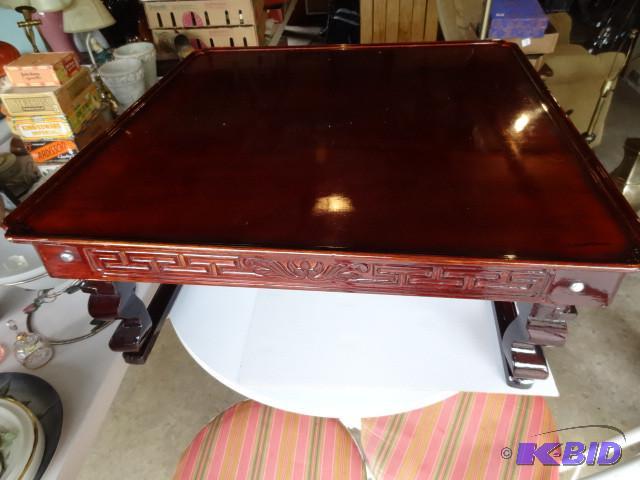 lot 263 image: Asian theme table. Wood. 30 x 30 x ...