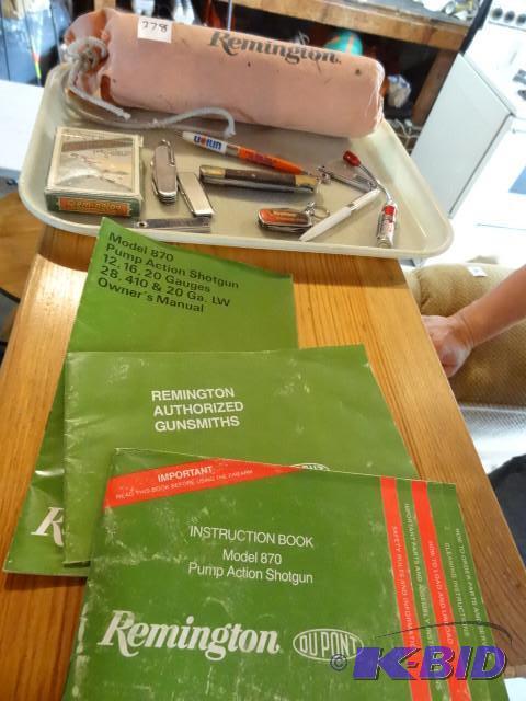 lot 278 image: Misc knives Remington 870 manuals. ...