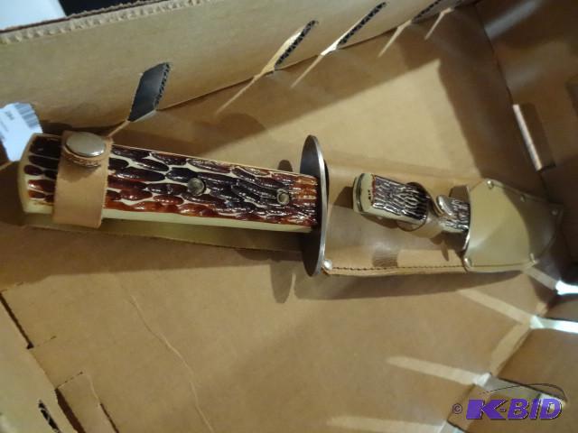 lot 288 image: 2 knives in sheath. Made in Brazil...