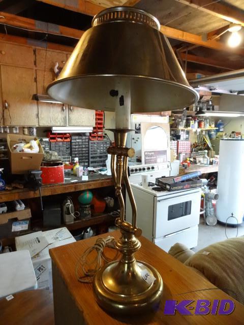 lot 295 image: Brass finish table lamp...