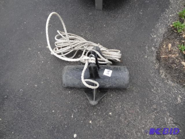 lot 348 image: 18 Lb boat anchor. Crab claw...