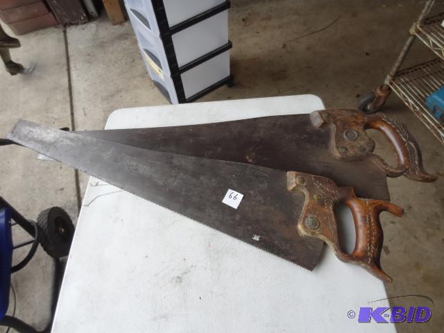 lot 66 image: 2 vintage hand saws...