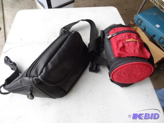 lot 87 image: Leather waste pack. Water bottle ho...
