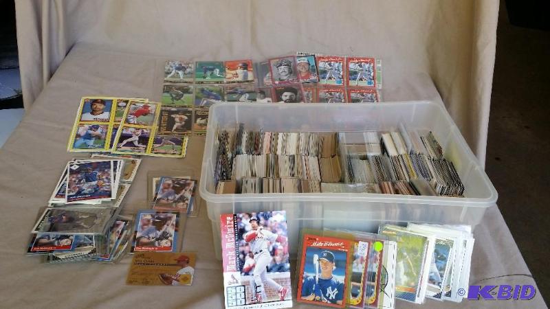 Plastic bin full of Baseball cards,...