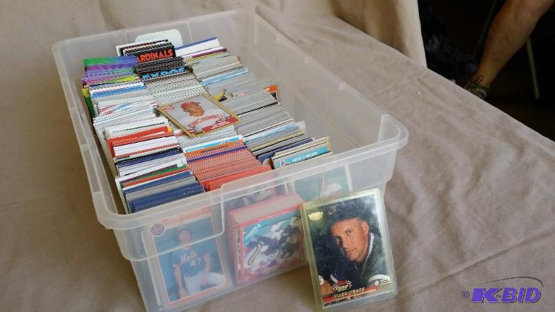 Plastic bin full of Baseball cards,...