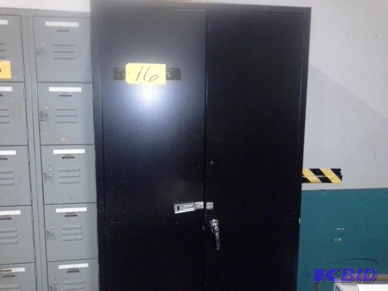 lot 16 image: 2 Door Metal Storage Cabinet,