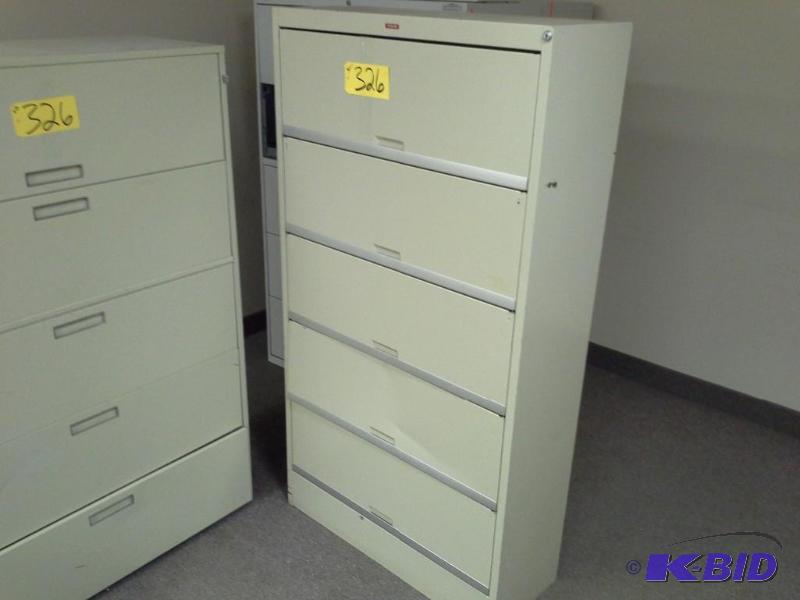 lot 326 image: (2) 5 drawer lateral file cabinets....