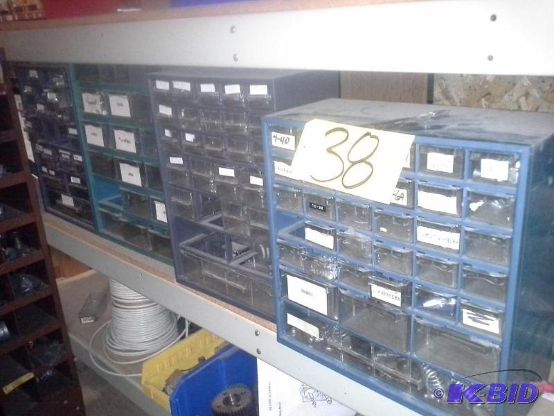 lot 38 image: Misc. Parts Bin Cabinets And Bins With Contents,