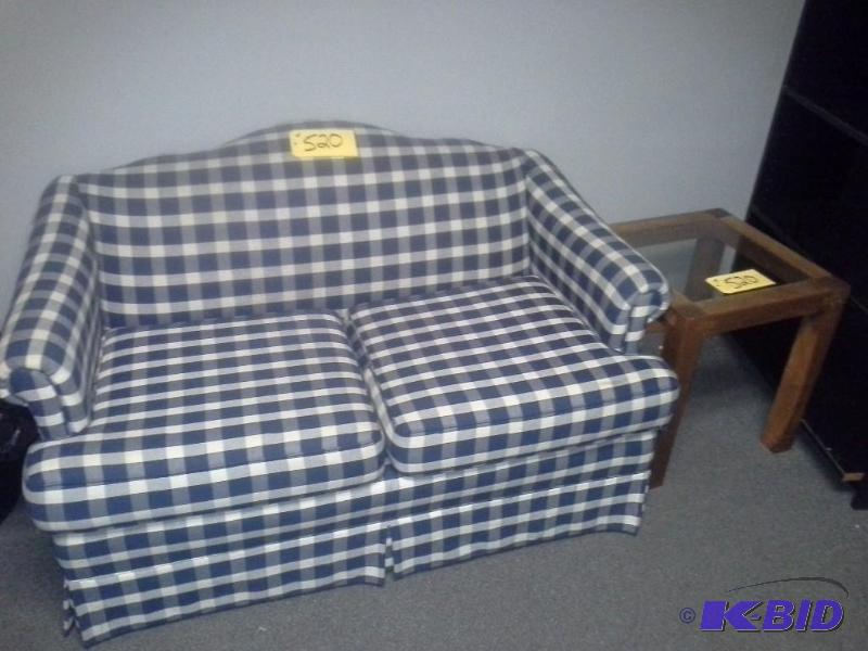 lot 520 image: Furniture Lot , Includes (1) Plaid Loveseat,