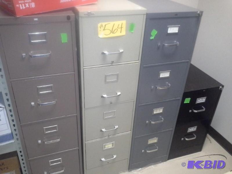 lot 564 image: 4 Piece Lotincludes (3) 4 Drawer File Cabinets,