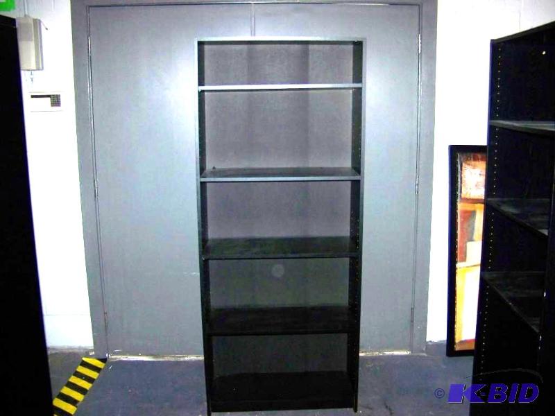 lot 100 image: Black, Wood Bookshelf
