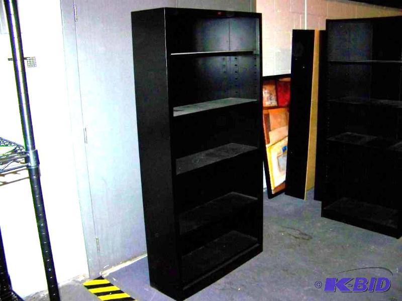 lot 48 image: Black, Metal Bookshelf