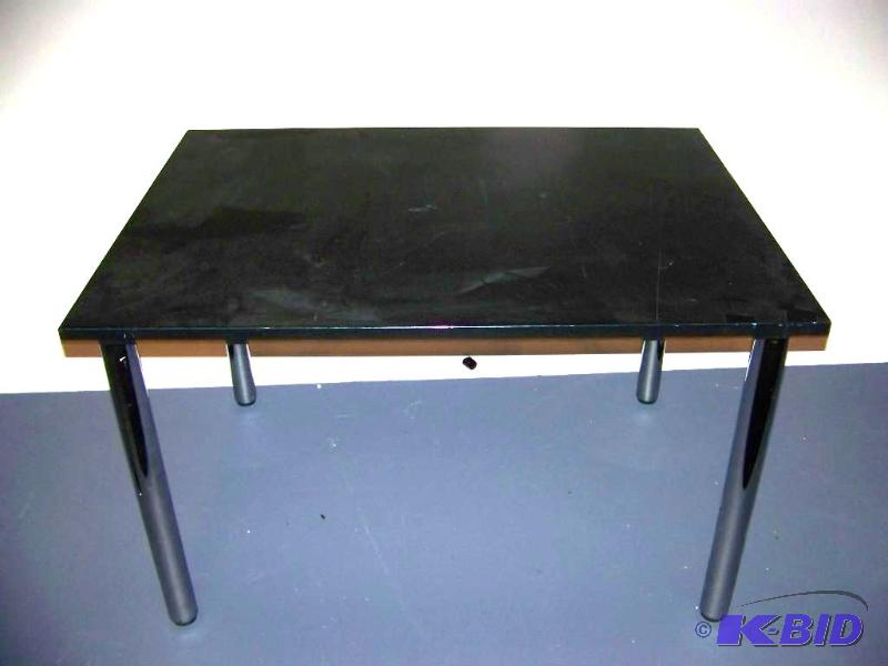 lot 53 image: Rectangular, Black Top Table with Metal Legs