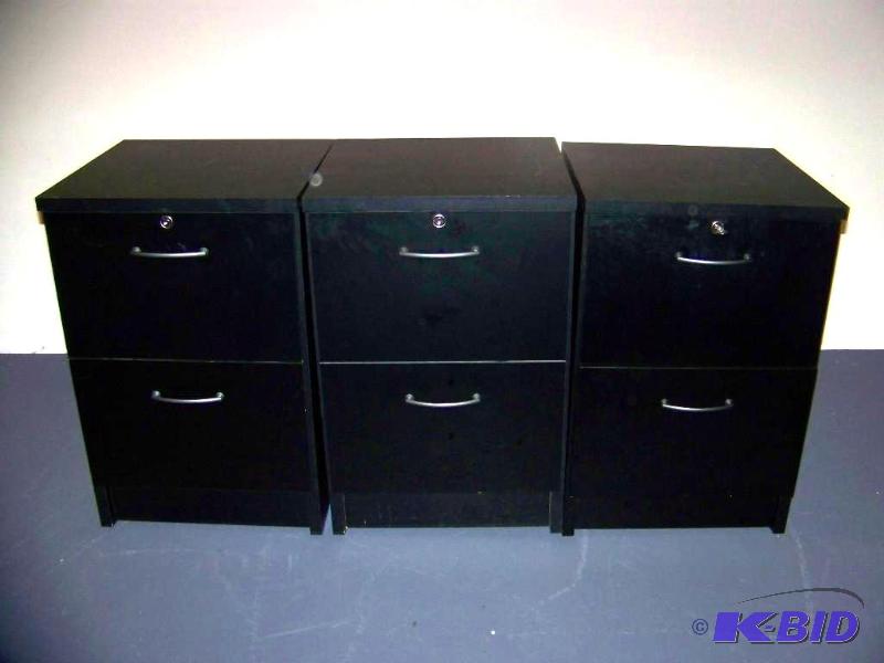 lot 61 image: (3) 2 Drawer, Black File Cabinets