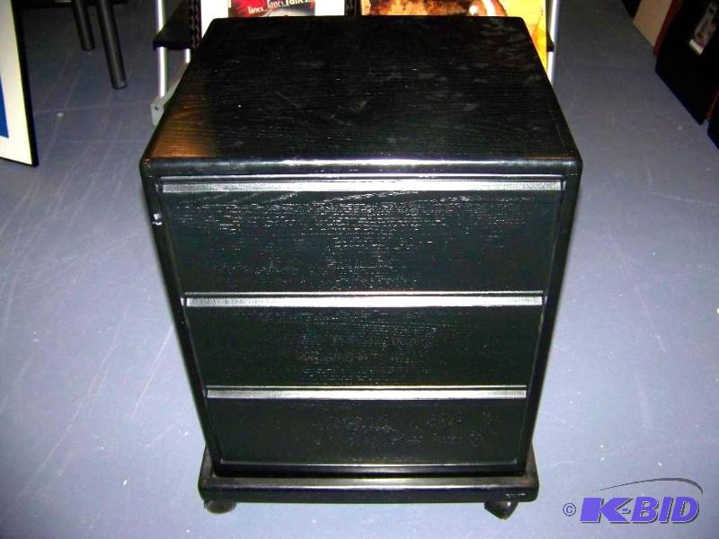lot 67 image: 3 Drawer, Black Drawer Cabinets on wheels