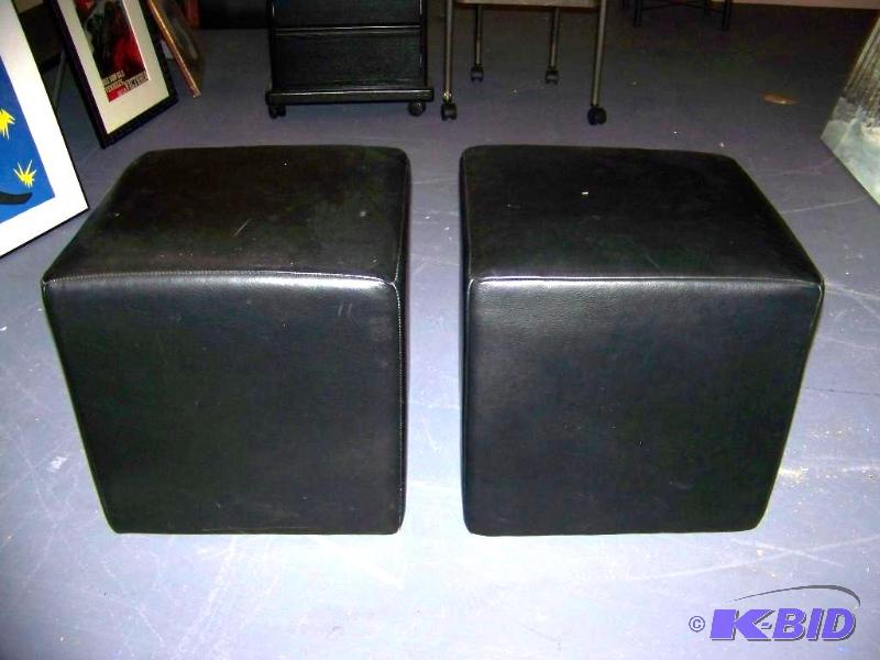 lot 70 image: (2) Room & Board, Padded Foot Stools  Automans  Chairs