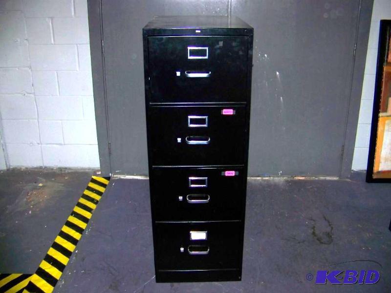 lot 96 image: HON, 4 Drawer, Black File Cabinet