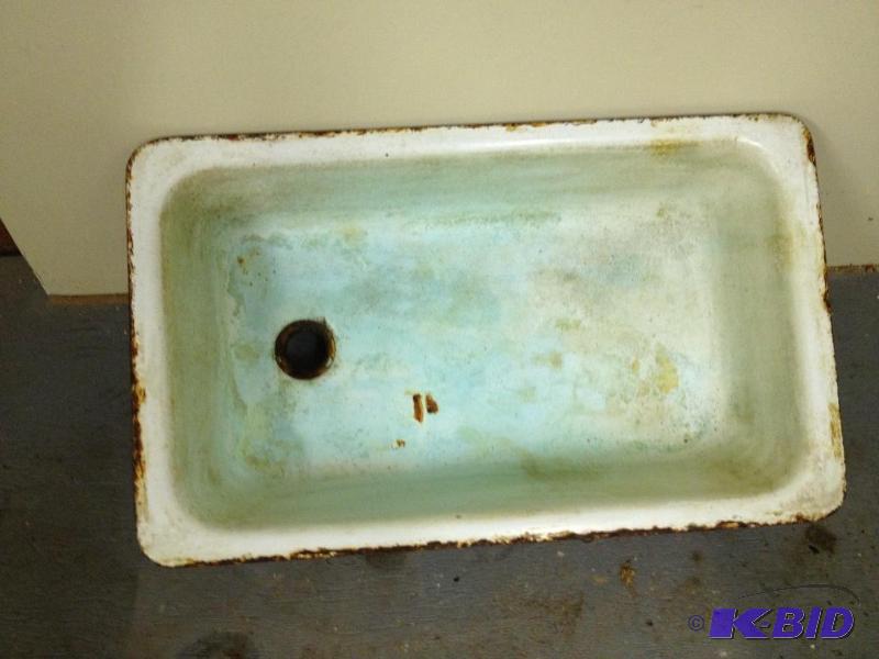 Vintage Cast Iron Enamel Utility  Barn Sink