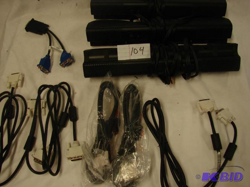 Three Computer Speakers and Cords
