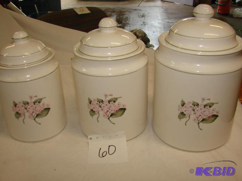 Three Porcelain Kitchen Jars