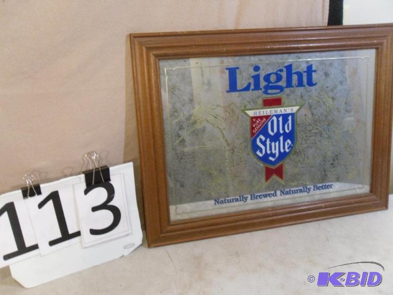 lot 113 image: Heilemans Old Style Beer Mirror. G...