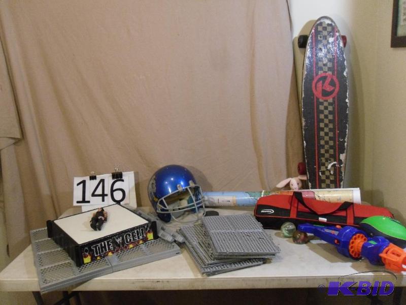 lot 146 image: Skateboard, Nerf Gun, WWE Wrestling...