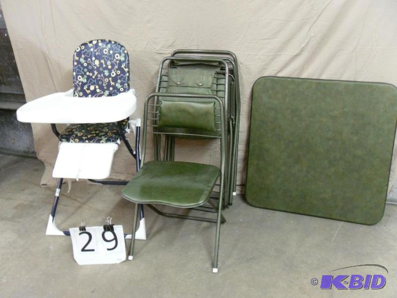 lot 29 image: Folding Card Table with 4 Chairs an...