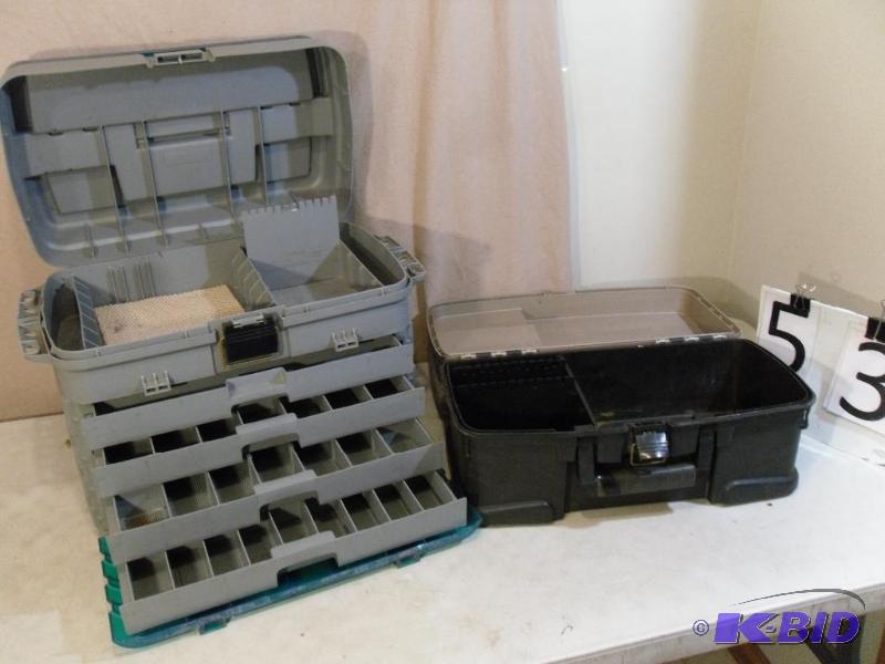 lot 53 image: Lot of 2 Assorted Tackle Boxes. Lar...
