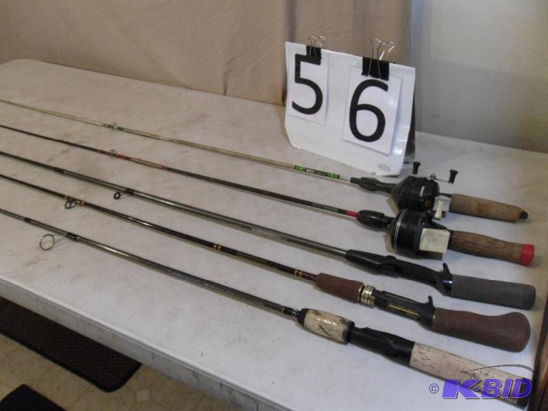 lot 56 image: Lot of 5 Assorted Fishing Rods and ...