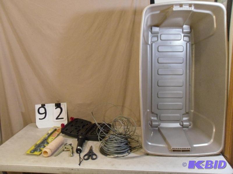 lot 92 image: Large Tote (no lid), Partial Roll o...