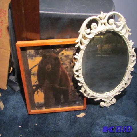 lot 65 image: Mirror, Clock, Shelf