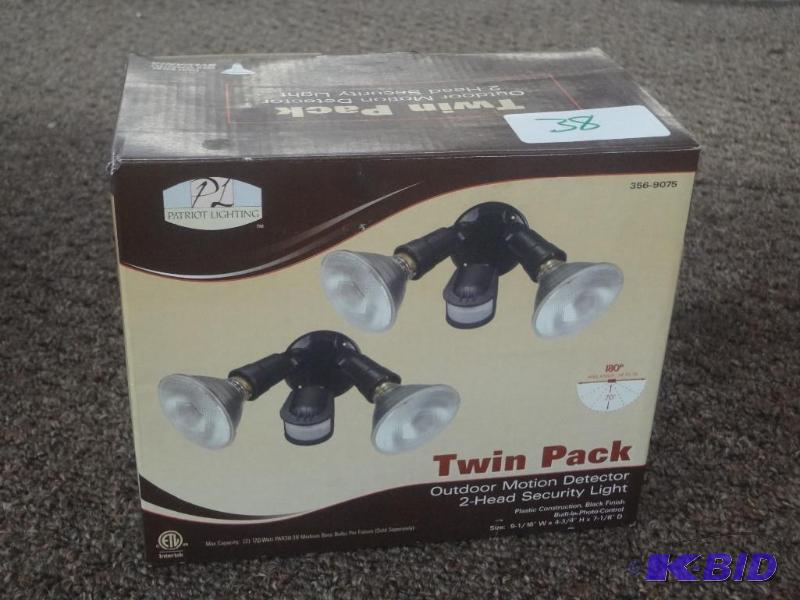 lot 38 image: Twin Pack Of 2-Head Outdoor Motion ...