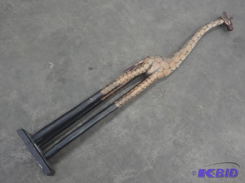 lot 44 image: 6ft Wood-Carved Giraffe...